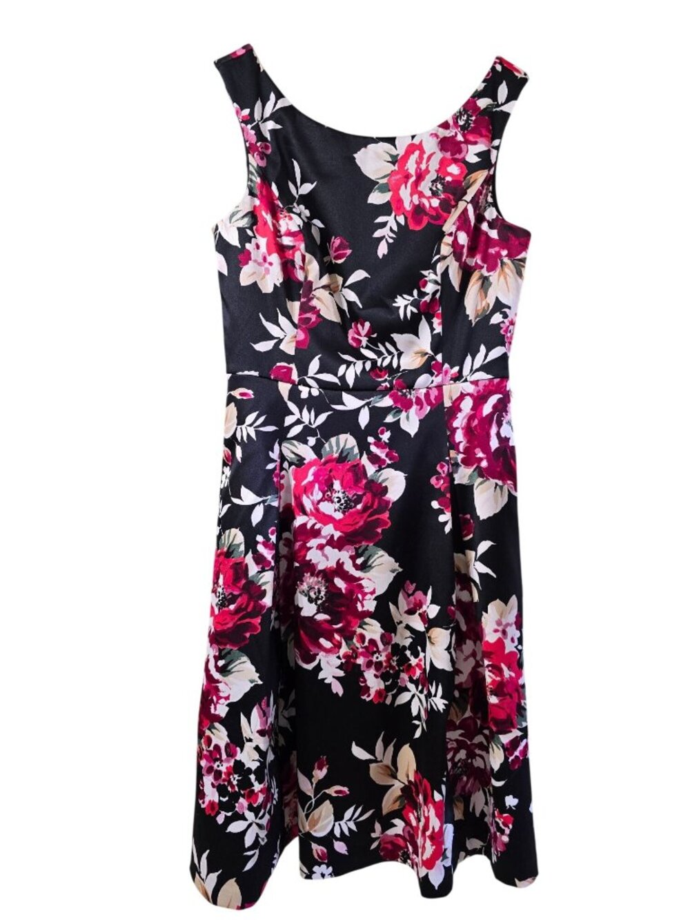 White House Black Market WHBM Satin Lined Pocket Floral Fit & Flare, Sz 6
